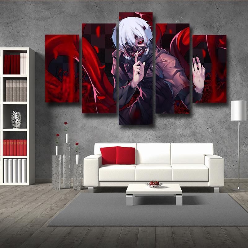 Cool Red & Black Kaneki Ken Anime Canvas