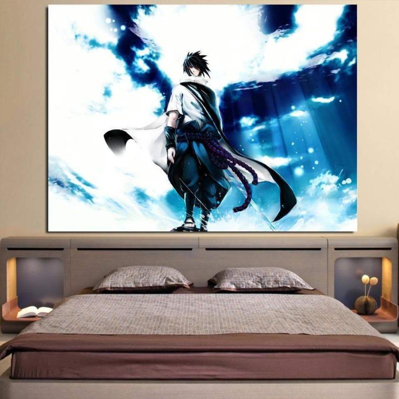 Cool Sasuke Uchiha 3D Printed Uchiha Canvas-Naruto-Blue,Canvas,Naruto,White