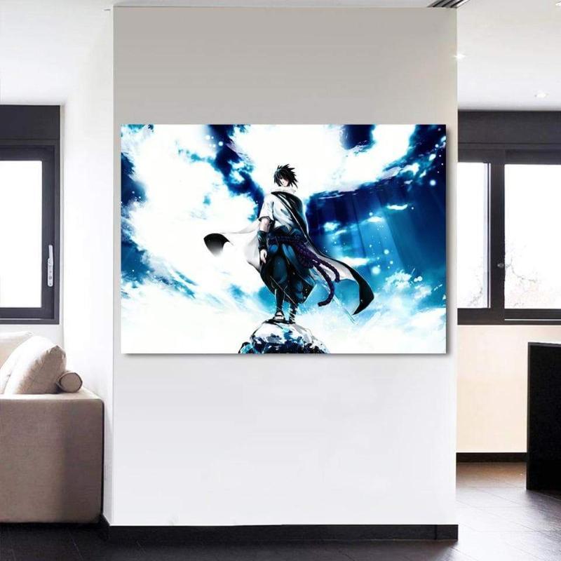 Cool Sasuke Uchiha 3D Printed Uchiha Canvas-Naruto-Blue,Canvas,Naruto,White