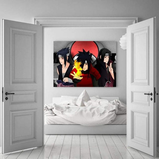Cool Three Uchiha Naruto 3D Printed Naruto Canvas-Naruto-Black,Canvas,Itachi Uchiha,Naruto,Red,Uchiha Madara