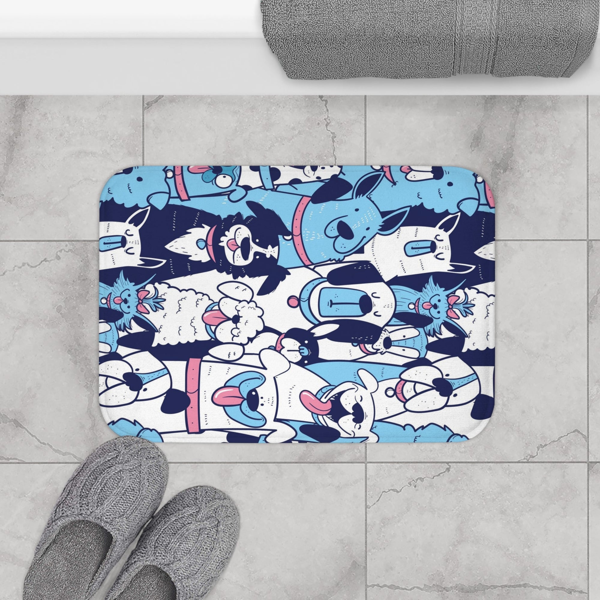 Cute Dogs Doodle Love Bath Mats