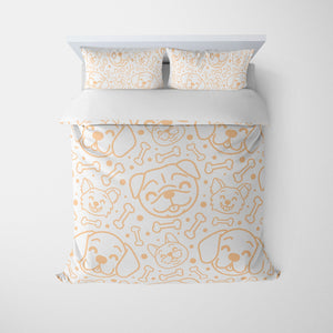 Cute Smiling Dogs Doodels All Over Brushed Comforter Set Bedding