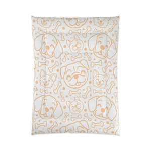 Cute Smiling Dogs Doodels All Over Brushed Comforter Set Bedding