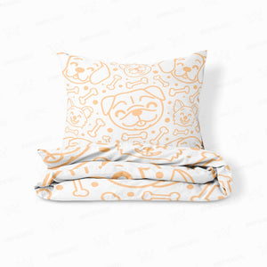 Cute Smiling Dogs Doodels All Over Brushed Comforter Set Bedding