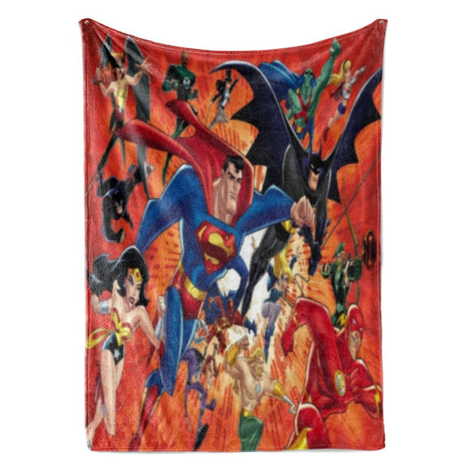 DC All Heroes Flying Brushed Comic Hero Blanket