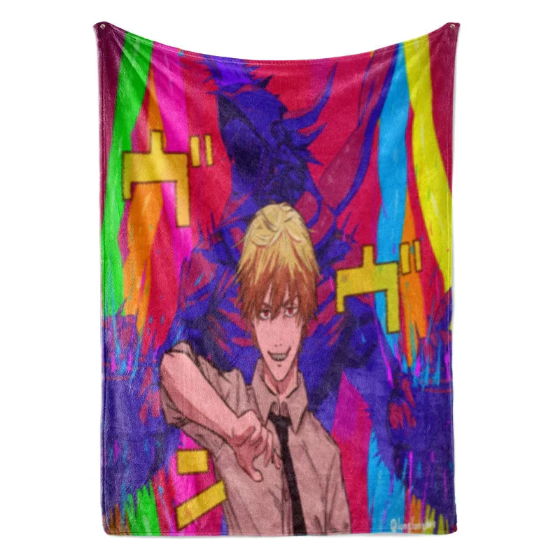 Denji Chainsaw Devil Color Fusion Chainsaw Man Throw Blanket