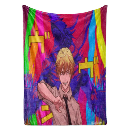 Denji Chainsaw Devil Color Fusion Chainsaw Man Throw Blanket