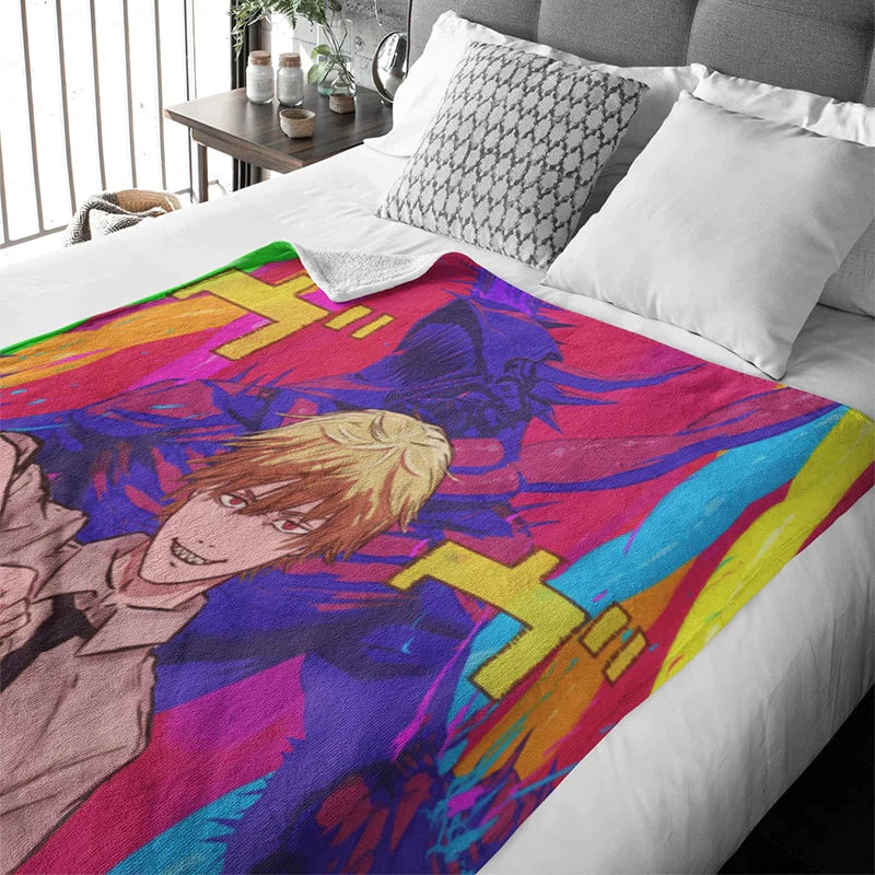 Denji Chainsaw Devil Color Fusion Chainsaw Man Throw Blanket