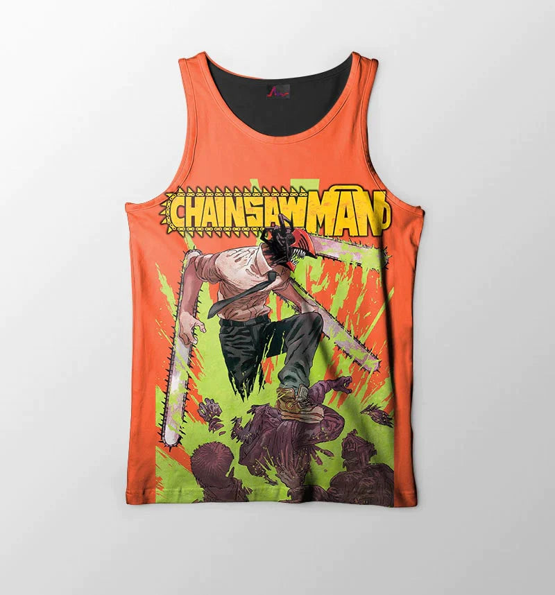 Denji Chawansaw Devil Attack Chainsaw Man Tank Top