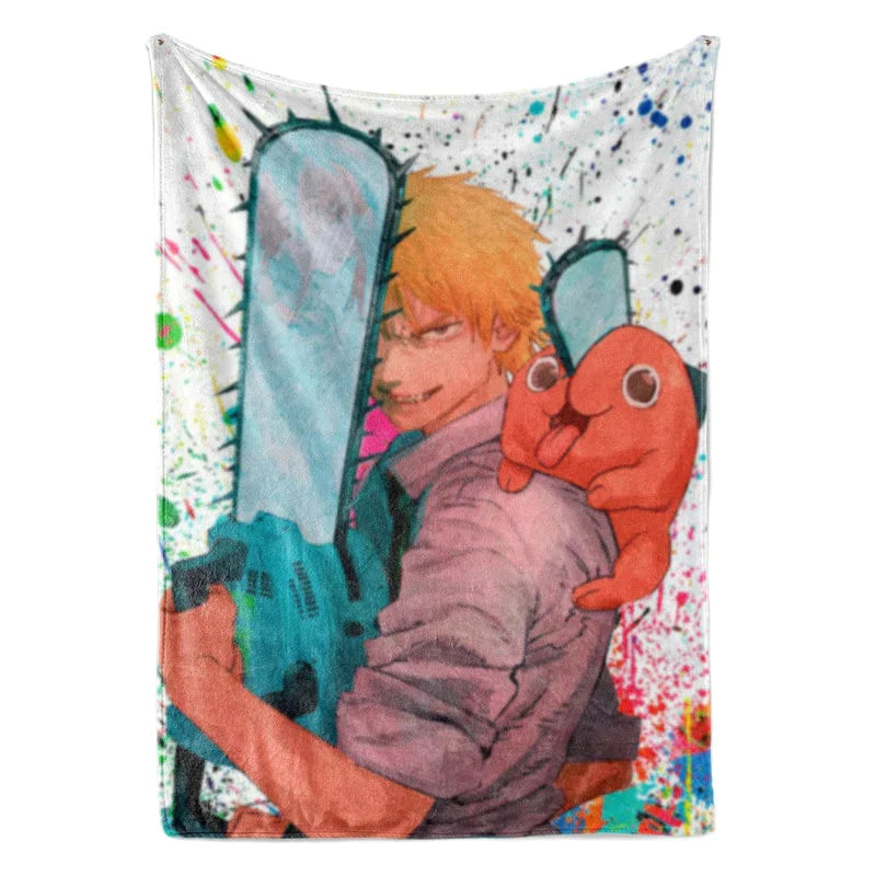 Denji Pochita Combo Splatter Ink Color Chainsaw Man Blanket