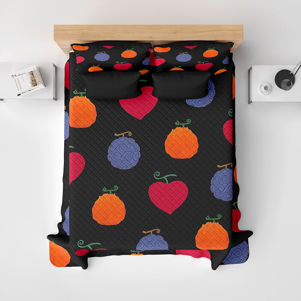 Devil Fruits All Over Brushed One Piece Quilted Blanket Set
