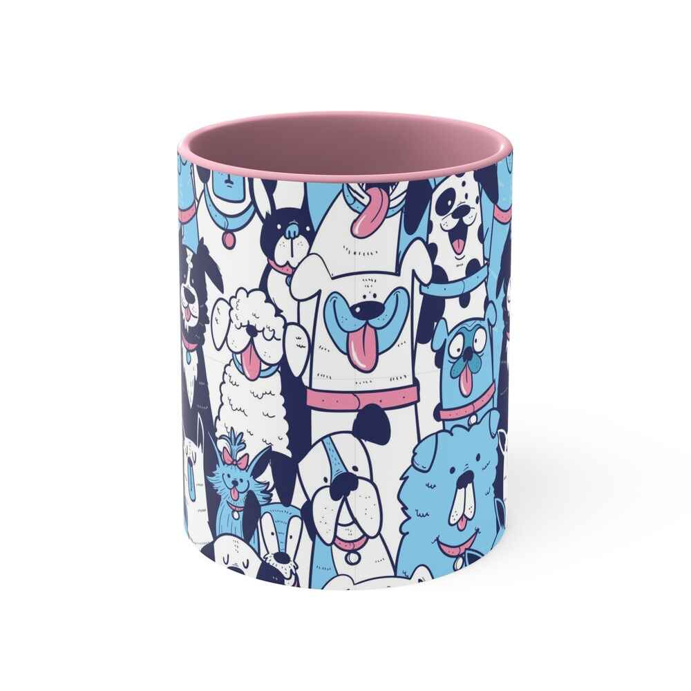 Dogs Doodles All Over Brushed Accent Coffee Mug