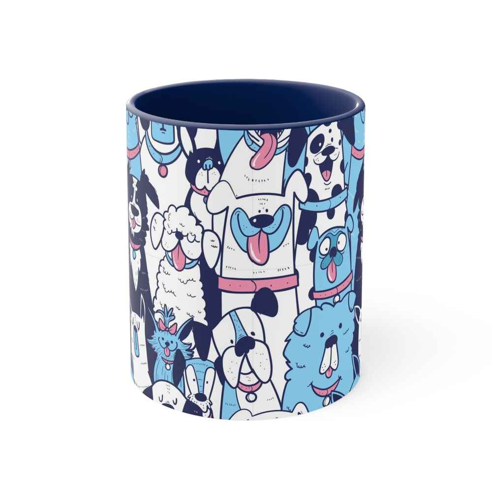 Dogs Doodles All Over Brushed Accent Coffee Mug
