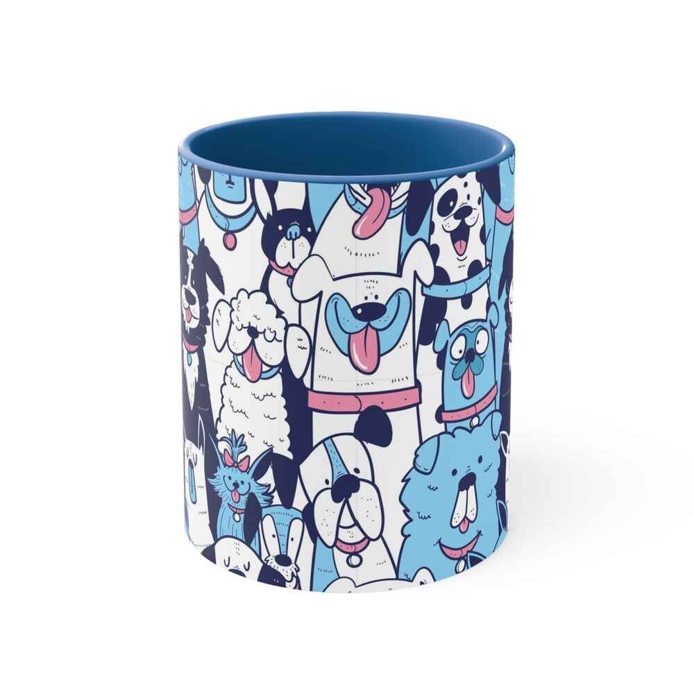 Dogs Doodles All Over Brushed Accent Coffee Mug