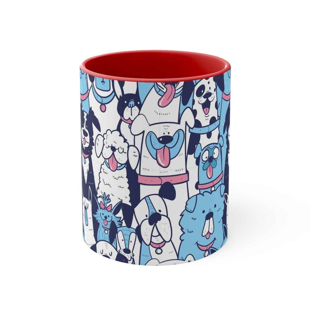 Dogs Doodles All Over Brushed Accent Coffee Mug