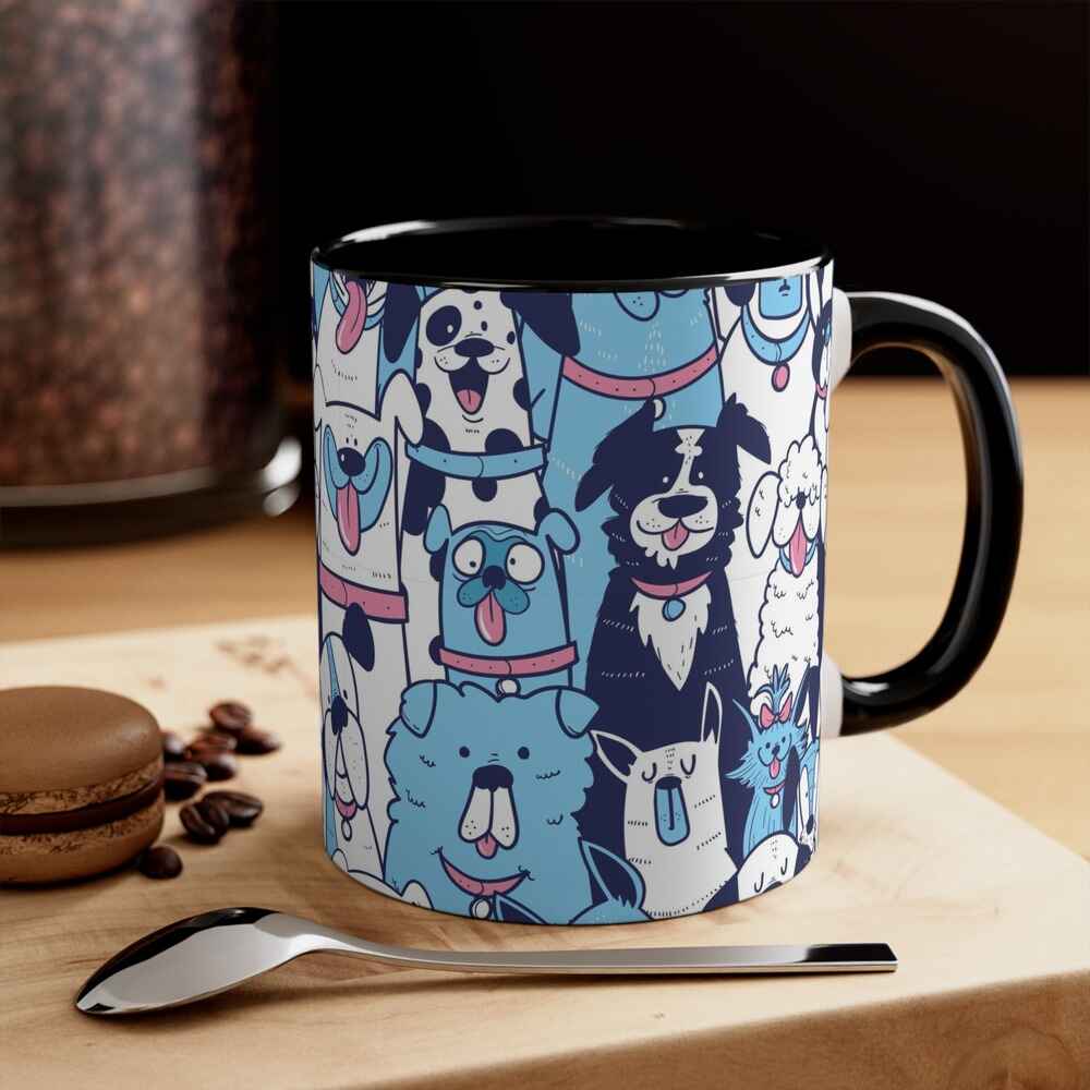 Dogs Doodles All Over Brushed Accent Coffee Mug