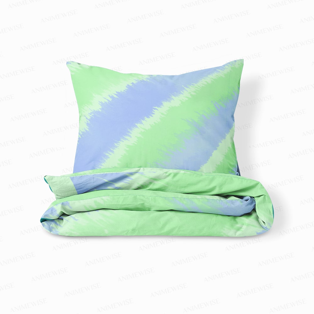 Duvet Cover Set -  Tie-Dye Green Blue Waves Fusion