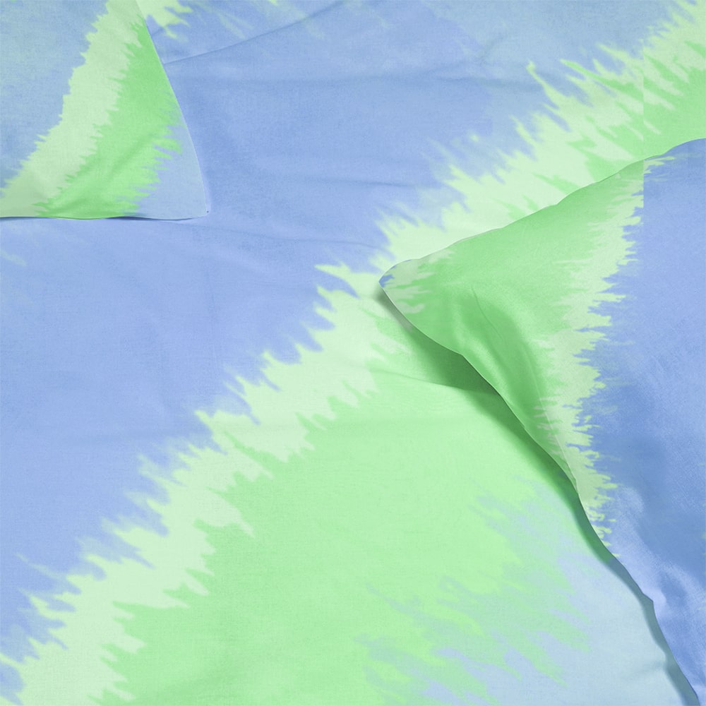 Duvet Cover Set -  Tie-Dye Green Blue Waves Fusion