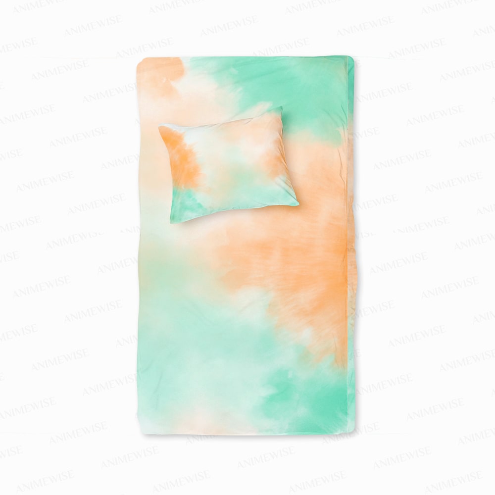 Duvet Cover Set -  Tie-Dye Peach Green  All Over Brushed