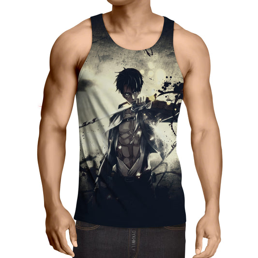 Eren Yeager Dark Gray Design Attack on Titan Tank Top
