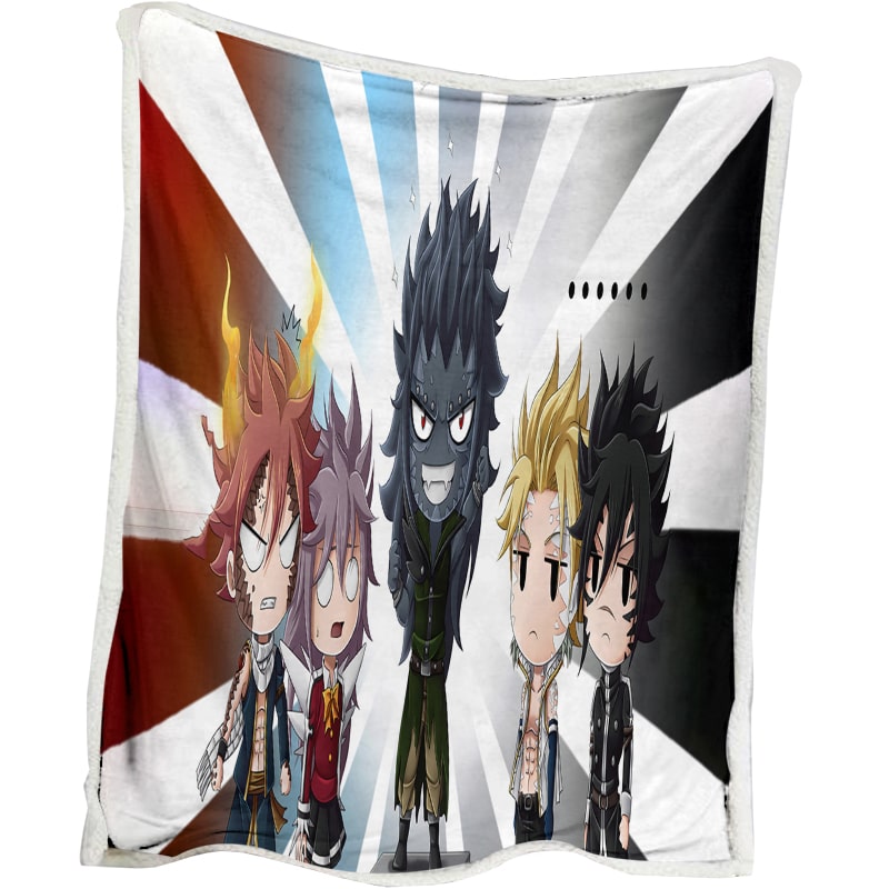 Fairy Tail Chibi Team Dragon Slayer Natsu Gajeel Blanket