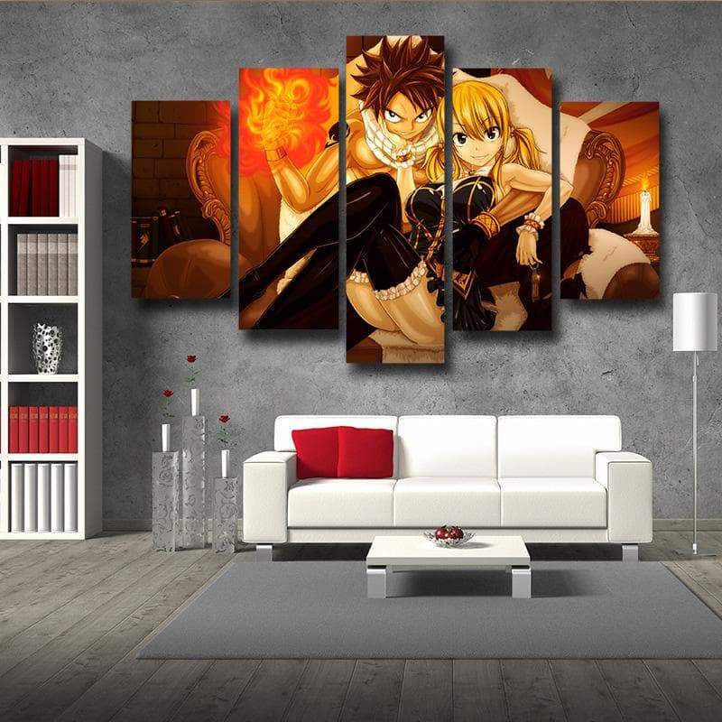 Fairy Tail Canvas 3D Printed Lucy & Natsu Siting