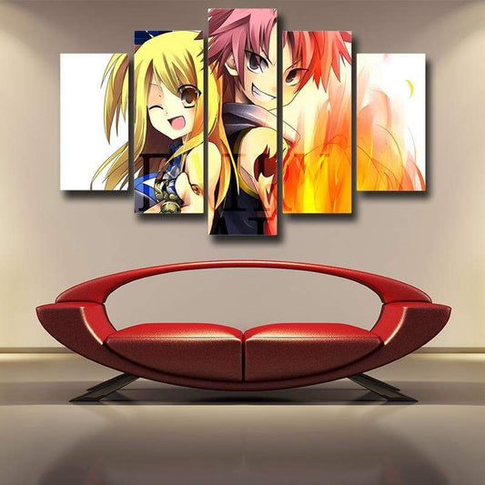 Fairy Tail Canvas 3D Printed Natsu And Lucy Smiling