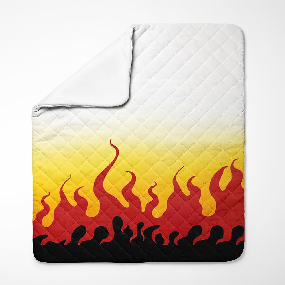 Rengoku Flame Pillar Demon Slayer Pattern Bedspread Quilt Set