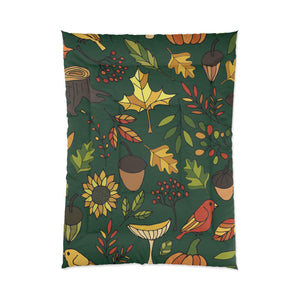 Floral Fallen Leaves Autumn Comforter Set Bedding