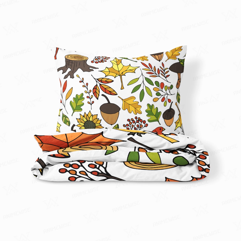 Floral Fallen Leaves Autumn Pattern Duvet Cover Bedding