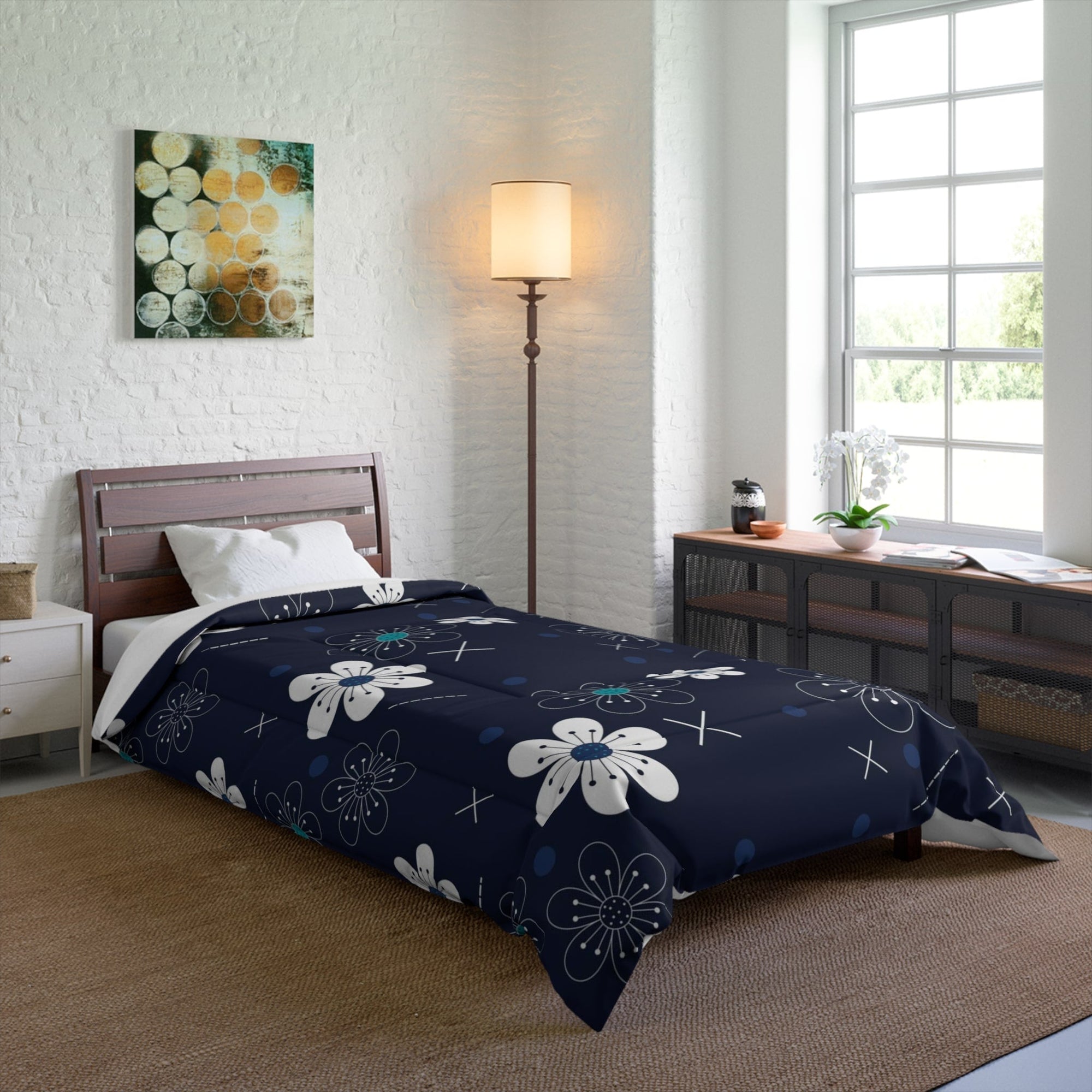 Grunge Floral Dream Space Soft Blend Comforter Set Bedding