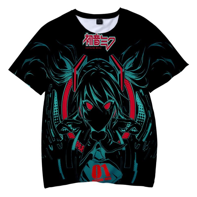 Hatsune Miku Dark Music Techno Vocaloid 3D Printed T-Shirt