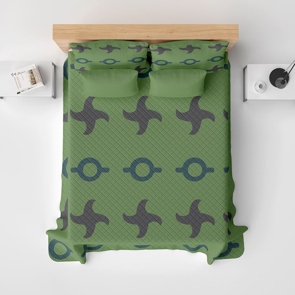 Naruto Hidden Leaf Shurikan Blend Pattern Bedspread Quilt Set