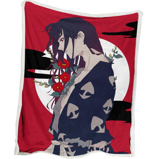 Hyakkimaru Red Floral Dororo Blanket