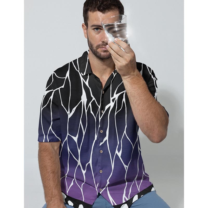 Buy Demon Slayer Shinobu Insect Pillar Dark Pattern Button Up Hawaiian Shirt