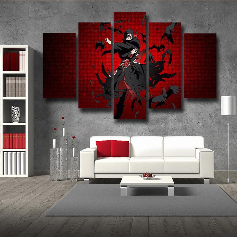 Itachi Uchiha Crow Sharingen Naruto Canvas-Naruto-Canvas,Itachi Uchiha,Naruto,Red