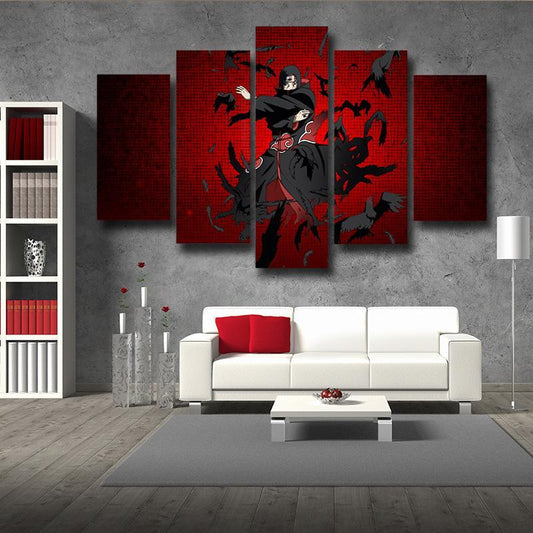 Itachi Uchiha Crow Sharingen Naruto Canvas-Naruto-Canvas,Itachi Uchiha,Naruto,Red