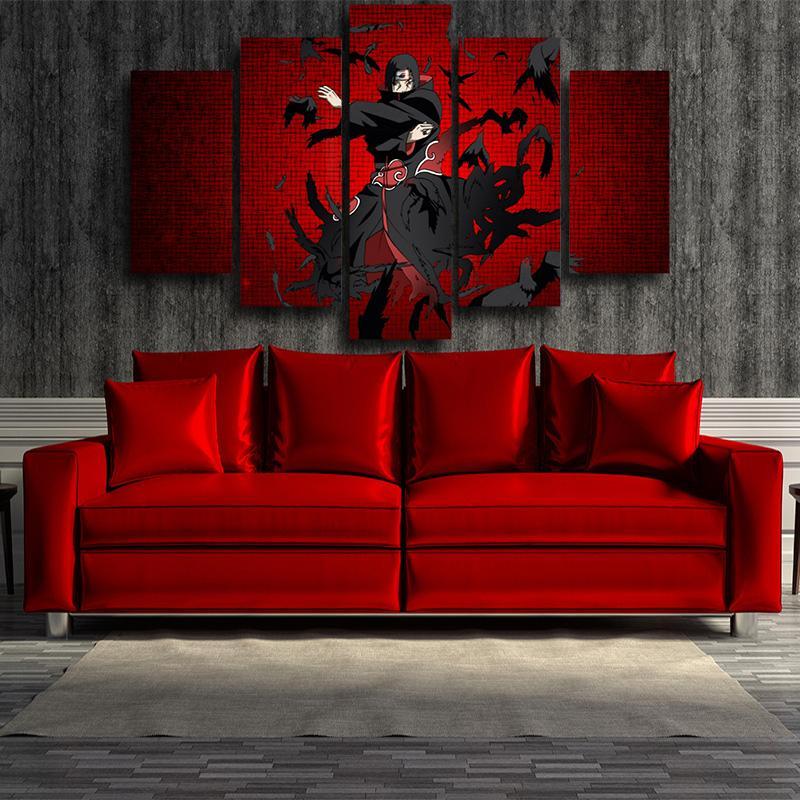 Itachi Uchiha Crow Sharingen Naruto Canvas-Naruto-Canvas,Itachi Uchiha,Naruto,Red