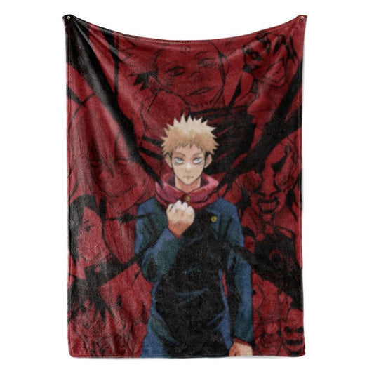 Itadori Yuji Cursed  Jutsu Brushed Jujutsu Kaisen Plush Fleece Blanket