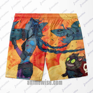 Jinx LOL Fire Brushed Arcane Shorts