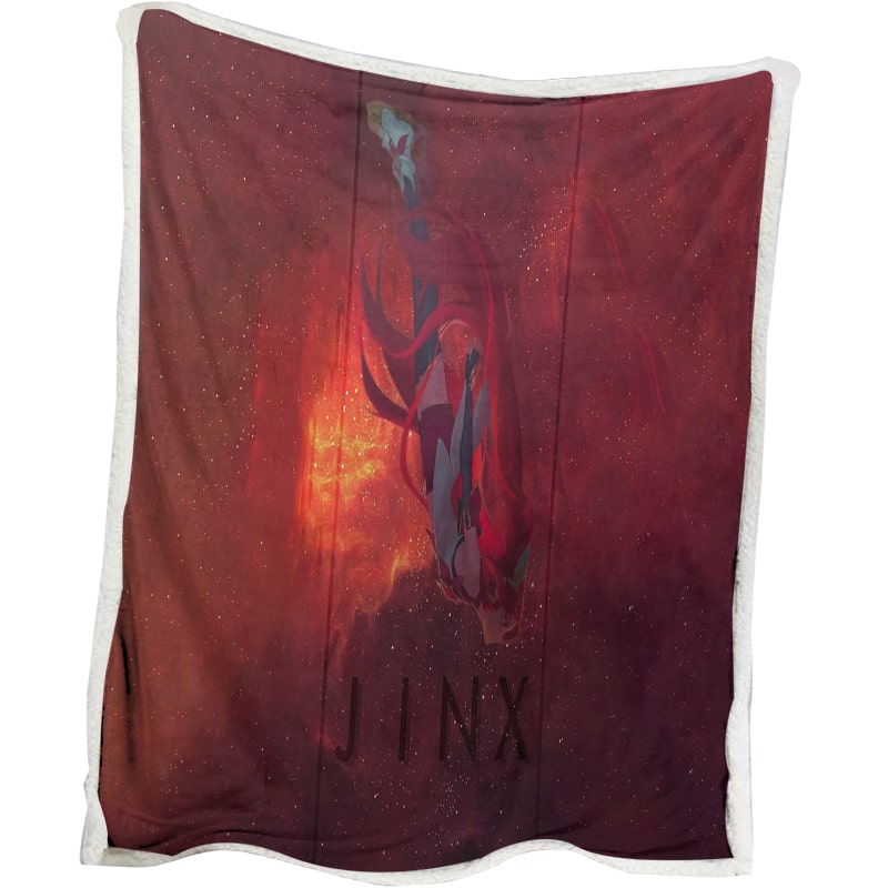 Jinx Red Brushed Star Embossed League of Legends Blanket