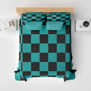 Demon Slayer Tanjiro Check Pattern Bedspread Quilt Set