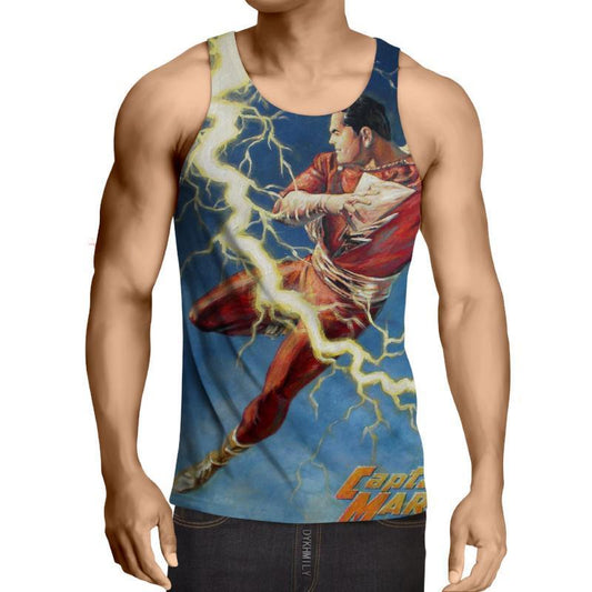 Shazam Kicking 3D Printed Shazam Tank Top - Anime Wise