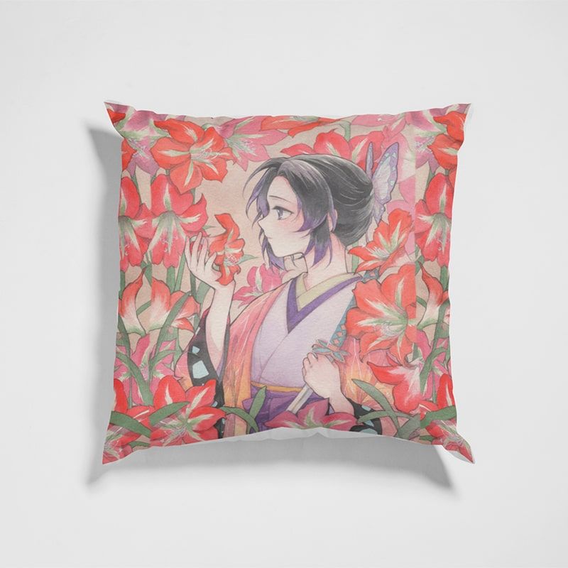 Kochou Shinobu Floral Pattern Embossed Demon Slayer Throw Pillow-Demon Slayer-Demon Slayer,Demon Slayer Kimetsu no Yaiba,Home Decor,Kanroji Mitsuri,Kochou Shinobu,Pillowcase,Throw Pillow