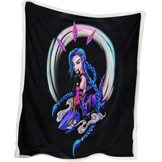 League of Legends Jinx Premium Embossed Powder Arcane Blanket