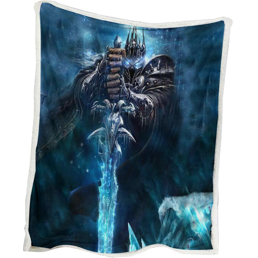 Warcraft Lich King Sword Embossed World Of Warcraft Horde Gaming Blanket
