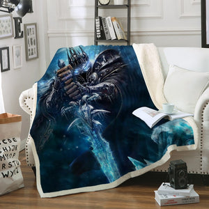 Warcraft Lich King Sword Embossed World Of Warcraft Horde Gaming Blanket