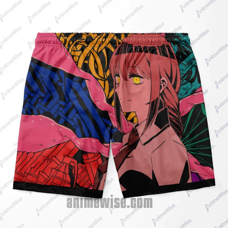 Chainsaw Man Abstract Premium Brushed Art Makima Shorts