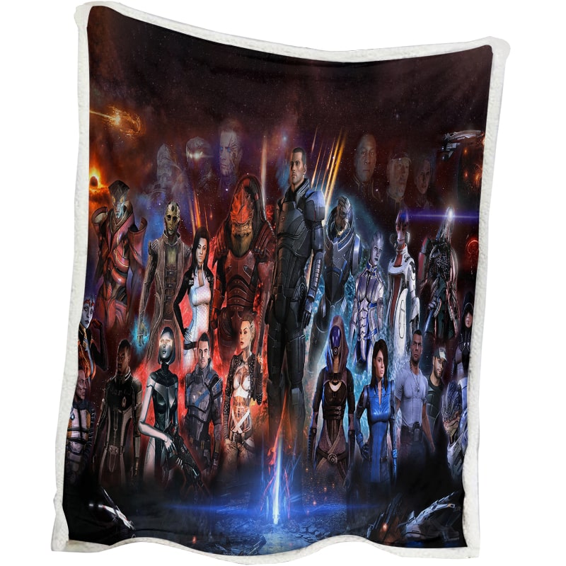 Mass Effect All Charecters Embossed premium Gaming Blanket