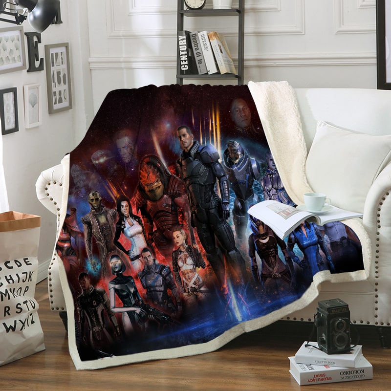 Mass Effect All Charecters Embossed premium Gaming Blanket